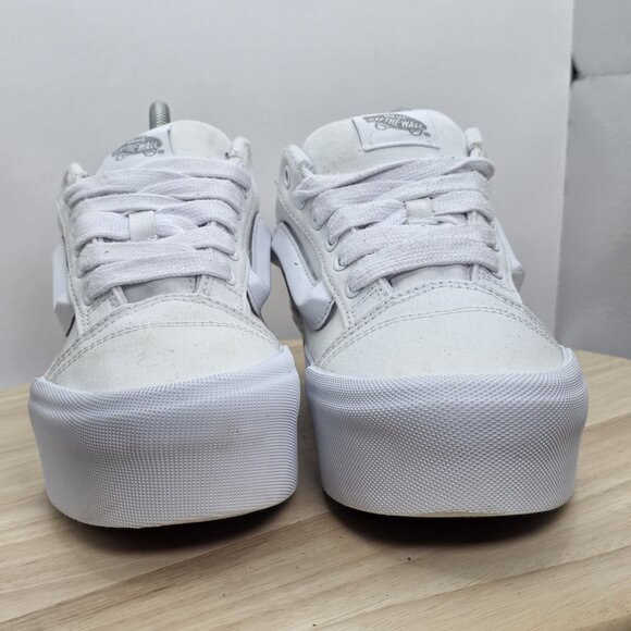 Womens Size 8.5-Vans Knu School Stack Skate Platform White Shoes Sneakers 721356 - Picture 2 of 8